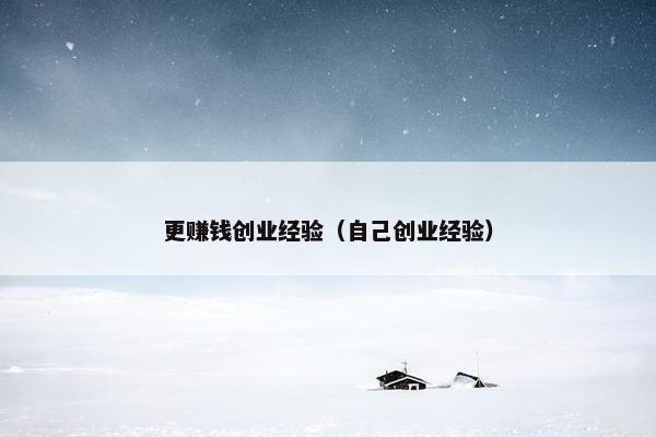 更赚钱创业经验（自己创业经验）