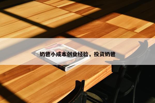 奶爸小成本创业经验，投资奶爸