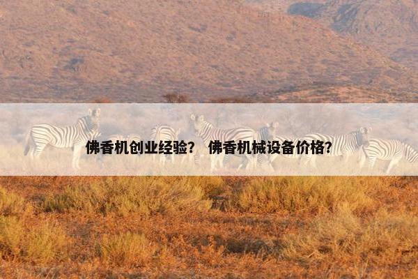 佛香机创业经验？ 佛香机械设备价格？
