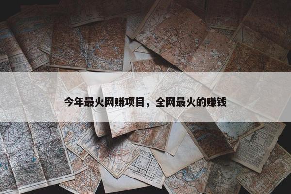 今年最火网赚项目，全网最火的赚钱