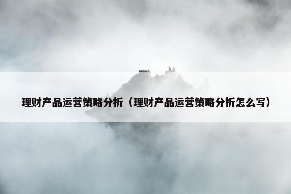 理财产品运营策略分析（理财产品运营策略分析怎么写）