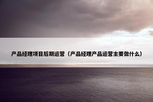 产品经理项目后期运营（产品经理产品运营主要做什么）