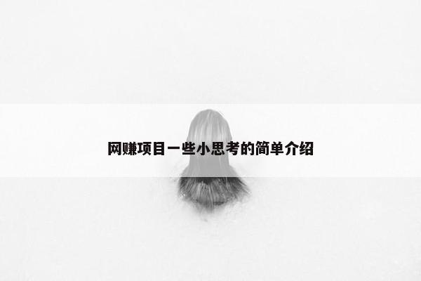 网赚项目一些小思考的简单介绍