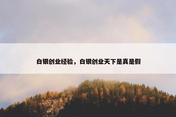 白银创业经验，白银创业天下是真是假