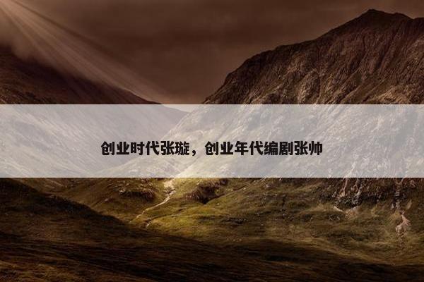 创业时代张璇，创业年代编剧张帅