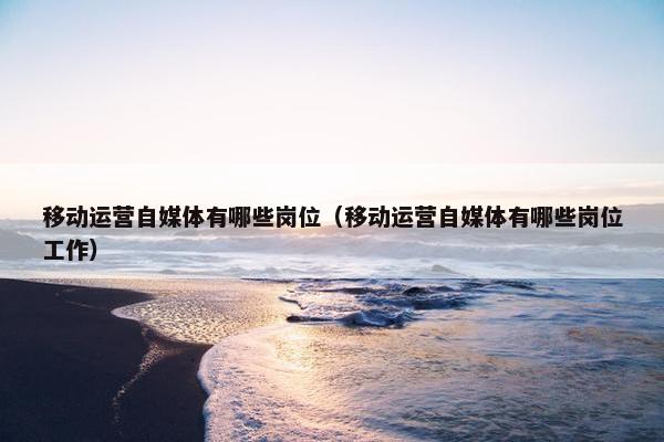 移动运营自媒体有哪些岗位（移动运营自媒体有哪些岗位工作）