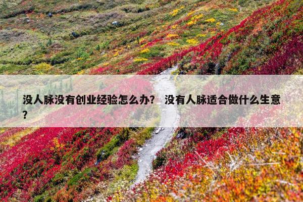 没人脉没有创业经验怎么办？ 没有人脉适合做什么生意？