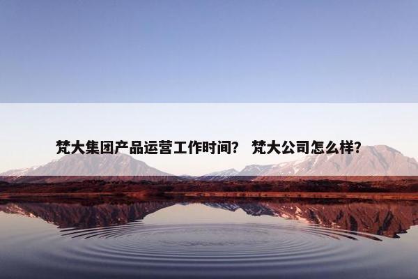 梵大集团产品运营工作时间？ 梵大公司怎么样？
