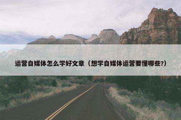 运营自媒体怎么学好文章（想学自媒体运营要懂哪些?）