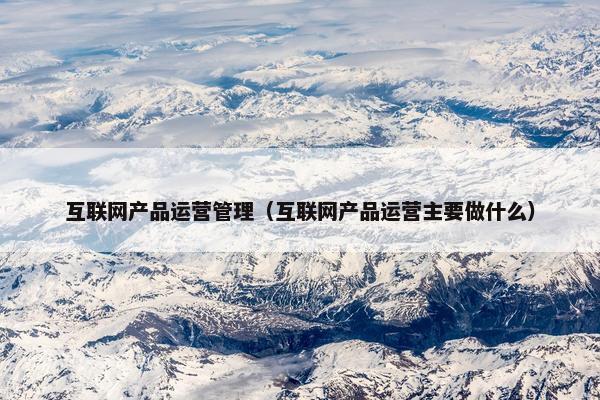 互联网产品运营管理（互联网产品运营主要做什么）