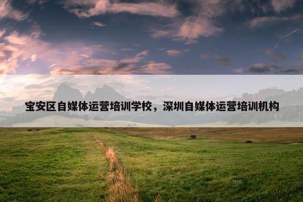 宝安区自媒体运营培训学校，深圳自媒体运营培训机构
