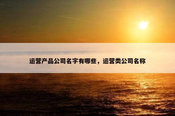 运营产品公司名字有哪些，运营类公司名称