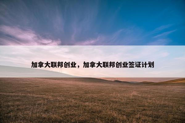 加拿大联邦创业，加拿大联邦创业签证计划