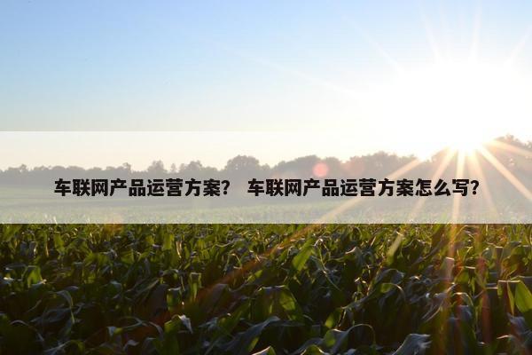 车联网产品运营方案？ 车联网产品运营方案怎么写？