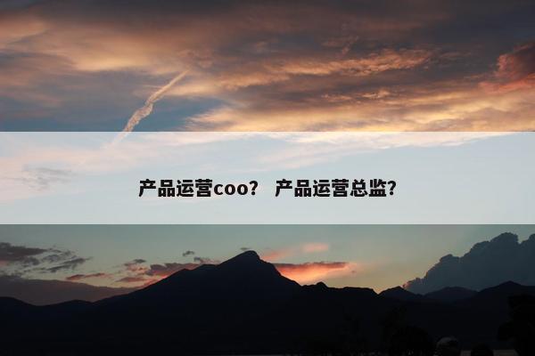 产品运营coo？ 产品运营总监？