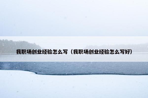 我职场创业经验怎么写（我职场创业经验怎么写好）