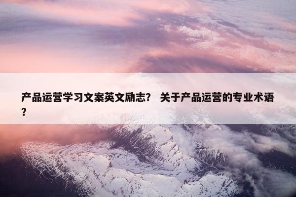 产品运营学习文案英文励志？ 关于产品运营的专业术语？
