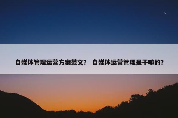 自媒体管理运营方案范文？ 自媒体运营管理是干嘛的？