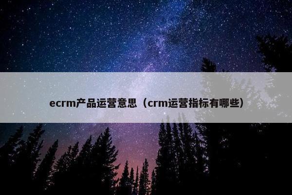 ecrm产品运营意思（crm运营指标有哪些）