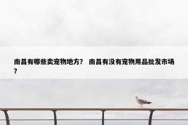 南昌有哪些卖宠物地方？ 南昌有没有宠物用品批发市场？