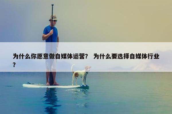 为什么你愿意做自媒体运营？ 为什么要选择自媒体行业？