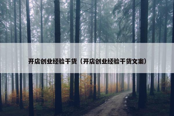开店创业经验干货（开店创业经验干货文案）