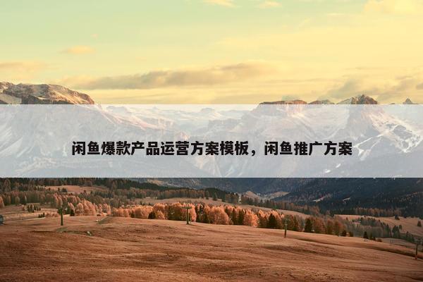 闲鱼爆款产品运营方案模板，闲鱼推广方案