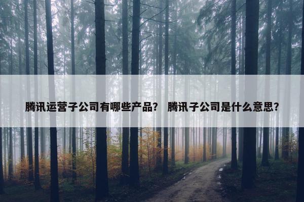 腾讯运营子公司有哪些产品？ 腾讯子公司是什么意思？