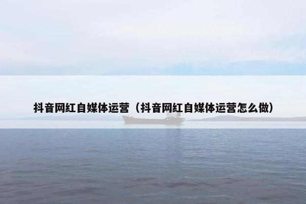 抖音网红自媒体运营（抖音网红自媒体运营怎么做）