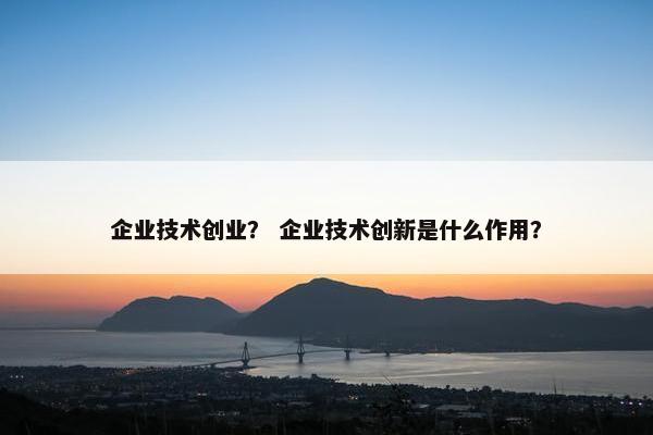 企业技术创业？ 企业技术创新是什么作用？