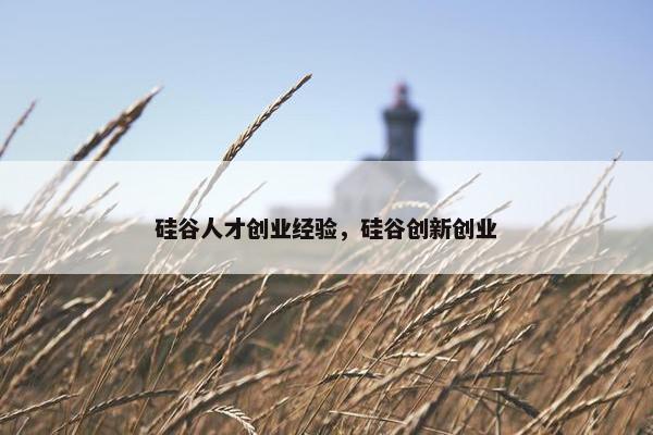 硅谷人才创业经验，硅谷创新创业
