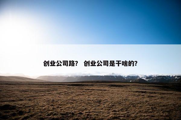 创业公司路？ 创业公司是干啥的？