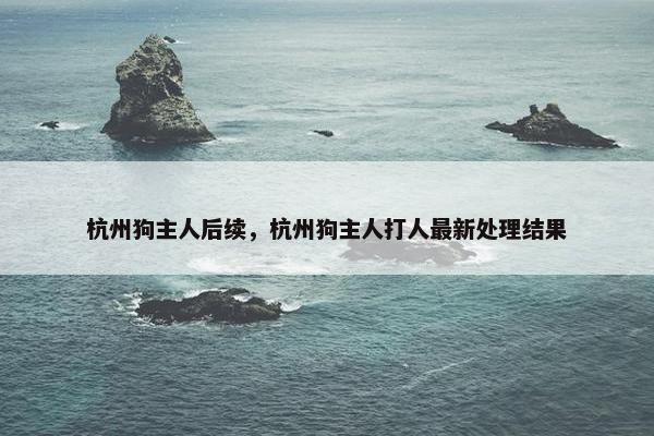 杭州狗主人后续，杭州狗主人打人最新处理结果