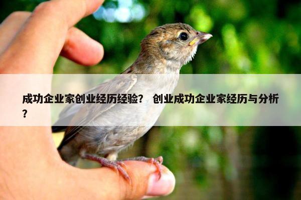 成功企业家创业经历经验？ 创业成功企业家经历与分析？