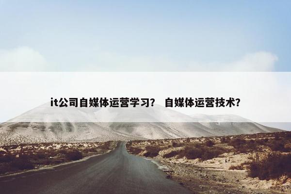 it公司自媒体运营学习？ 自媒体运营技术？