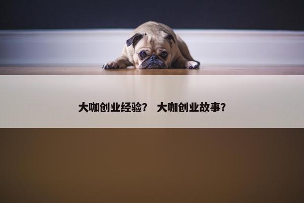 大咖创业经验？ 大咖创业故事？