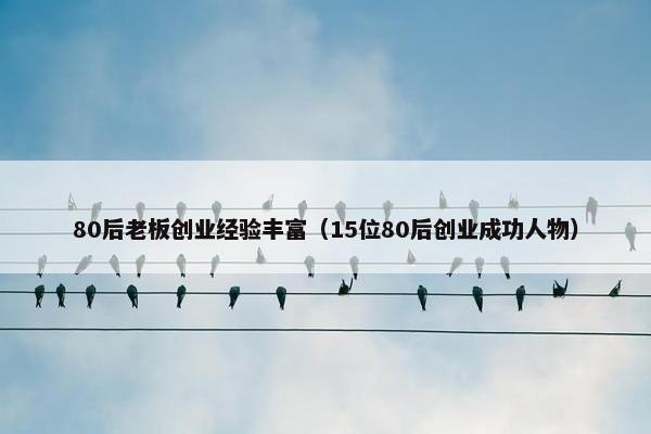80后老板创业经验丰富（15位80后创业成功人物）