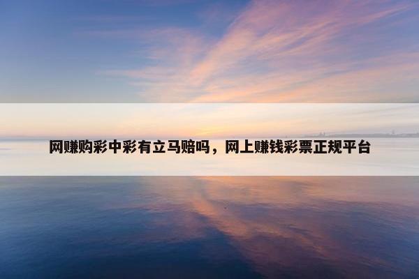 网赚购彩中彩有立马赔吗，网上赚钱彩票正规平台