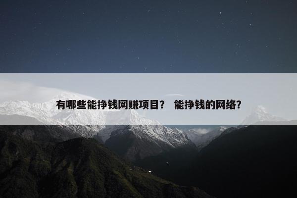 有哪些能挣钱网赚项目？ 能挣钱的网络？