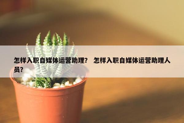 怎样入职自媒体运营助理？ 怎样入职自媒体运营助理人员？