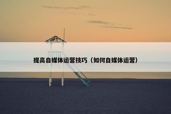 提高自媒体运营技巧（如何自媒体运营）