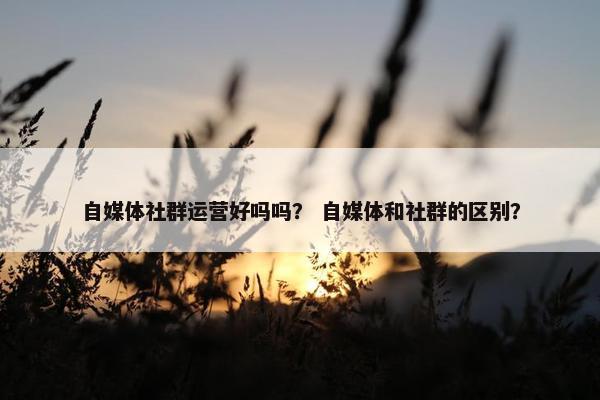 自媒体社群运营好吗吗？ 自媒体和社群的区别？