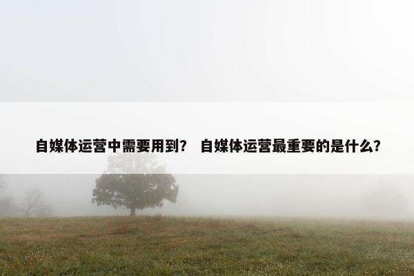 自媒体运营中需要用到？ 自媒体运营最重要的是什么？