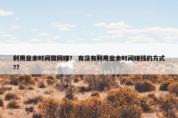 利用业余时间做网赚？ 有没有利用业余时间赚钱的方式?？