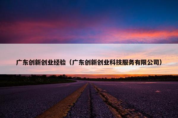 广东创新创业经验（广东创新创业科技服务有限公司）