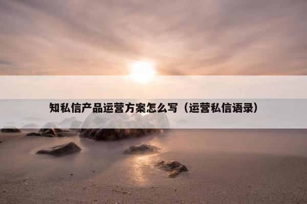 知私信产品运营方案怎么写（运营私信语录）