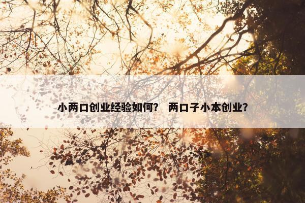 小两口创业经验如何？ 两口子小本创业？