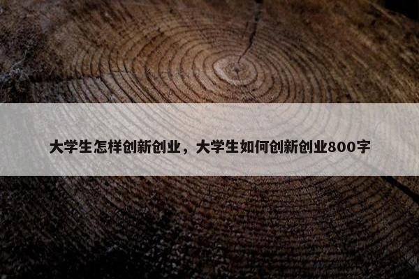 大学生怎样创新创业，大学生如何创新创业800字