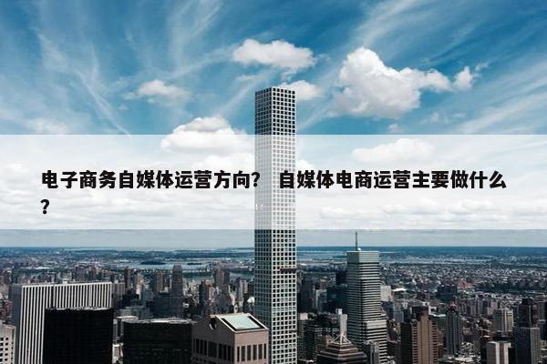 电子商务自媒体运营方向？ 自媒体电商运营主要做什么？