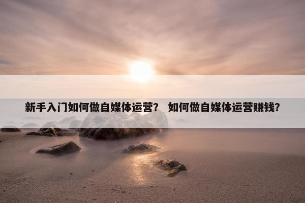 新手入门如何做自媒体运营？ 如何做自媒体运营赚钱？